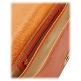 Viola Milano - The Light City Gold Square Lock Briefcase - Orange - Handmade in Italy - Luxury Exclusive Collection