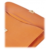 Viola Milano - The Light City Gold Square Lock Briefcase - Orange - Handmade in Italy - Luxury Exclusive Collection