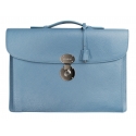 Viola Milano - The Light City Silver Lock Briefcase - Blue - Handmade in Italy - Luxury Exclusive Collection