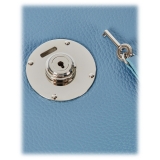 Viola Milano - Valigetta The Light City Silver Lock - Blu - Handmade in Italy - Luxury Exclusive Collection