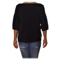 Liu Jo - Soft Sweater with Boat Neckline - Black - Knitwear - Made in Italy - Luxury Exclusive Collection