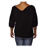 Liu Jo - Soft Sweater with Boat Neckline - Black - Knitwear - Made in Italy - Luxury Exclusive Collection