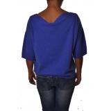 Liu Jo - Soft Sweater with Boat Neckline - Blue - Knitwear - Made in Italy - Luxury Exclusive Collection