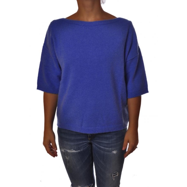 Liu Jo - Soft Sweater with Boat Neckline - Blue - Knitwear - Made in Italy - Luxury Exclusive Collection