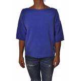 Liu Jo - Soft Sweater with Boat Neckline - Blue - Knitwear - Made in Italy - Luxury Exclusive Collection