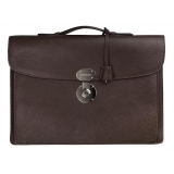 Viola Milano - The Light City Silver Lock Briefcase - Brown - Handmade in Italy - Luxury Exclusive Collection