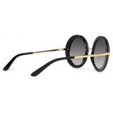 Dolce & Gabbana - Half Print Sunglasses - Black on Roses Print Gradient Grey - Dolce & Gabbana Eyewear