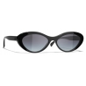 Chanel - Occhiali da Sole Ovali - Nero Verde Grigio - Chanel Eyewear