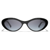 Chanel - Occhiali da Sole Ovali - Nero Verde Grigio - Chanel Eyewear