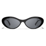 Chanel - Oval Sunglasses - Black Pink Gray - Chanel Eyewear
