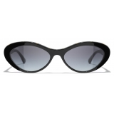 Chanel - Oval Sunglasses - Black Yellow Gray - Chanel Eyewear