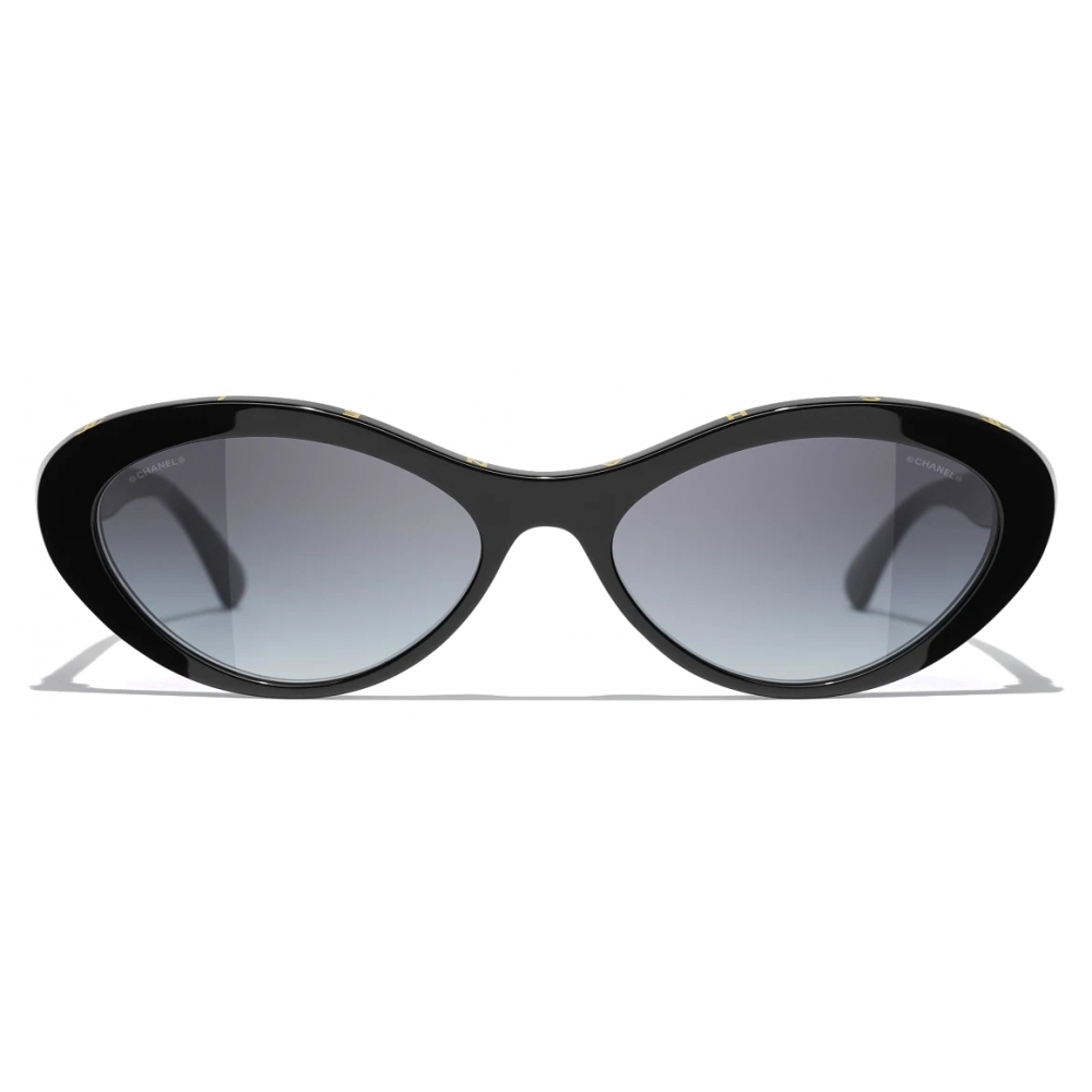 Chanel - Oval Sunglasses - Black Yellow Gray - Chanel Eyewear - Avvenice