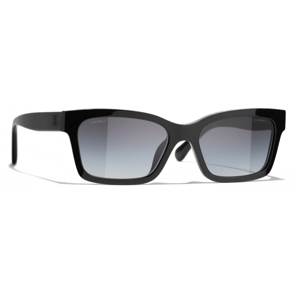 Chanel - Occhiali da Sole Quadrati - Nero Giallo Grigio Sfumate - Chanel Eyewear