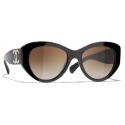 Chanel - Occhiali da Sole a Farfalla - Nero Marrone Sfumate - Chanel Eyewear