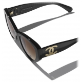 Chanel - Occhiali da Sole a Farfalla - Nero Marrone Sfumate - Chanel Eyewear