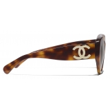 Chanel - Occhiali da Sole a Farfalla - Tartaruga Marrone Polarizzate - Chanel Eyewear