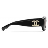 Chanel - Occhiali da Sole Rettangolari - Nero Marrone - Chanel Eyewear