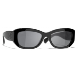 Chanel - Occhiali da Sole Rettangolari - Nero Grigio Polarizzate - Chanel Eyewear