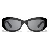 Chanel - Occhiali da Sole Rettangolari - Nero Grigio Polarizzate - Chanel Eyewear