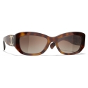 Chanel - Rectangular Sunglasses - Tortoise Light Brown Polarized - Chanel Eyewear