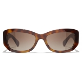 Chanel - Rectangular Sunglasses - Tortoise Light Brown Polarized - Chanel Eyewear