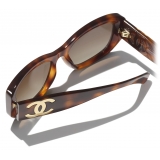 Chanel - Occhiali da Sole Rettangolari - Tartaruga Marrone Chiaro Polarizzate - Chanel Eyewear