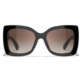 Chanel - Occhiali da Sole Quadrati - Nero Marrone Polarizzate Sfumate - Chanel Eyewear