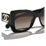Chanel - Occhiali da Sole Quadrati - Nero Marrone Polarizzate Sfumate - Chanel Eyewear
