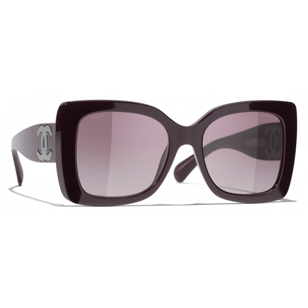 Chanel - Occhiali da Sole Quadrati - Borgogna Sfumate - Chanel Eyewear