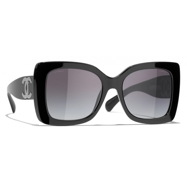Chanel - Occhiali da Sole Quadrati - Nero Grigio Sfumate - Chanel Eyewear