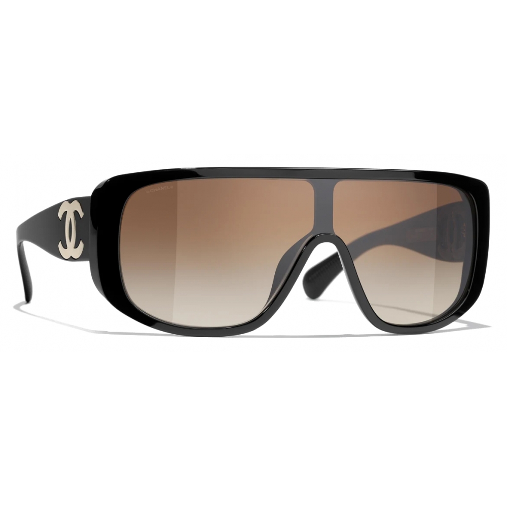 Chanel - Shield Sunglasses - Black Brown - Chanel Eyewear - Avvenice