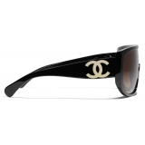 Chanel - Occhiali da Sole a Maschera - Nero Marrone - Chanel Eyewear