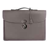 Viola Milano - The Light City Silver Lock Briefcase - Taupe Grey - Handmade in Italy - Luxury Exclusive Collection