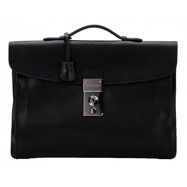 Viola Milano - The Light Traveller Briefcase - Black - Handmade in Italy - Luxury Exclusive Collection