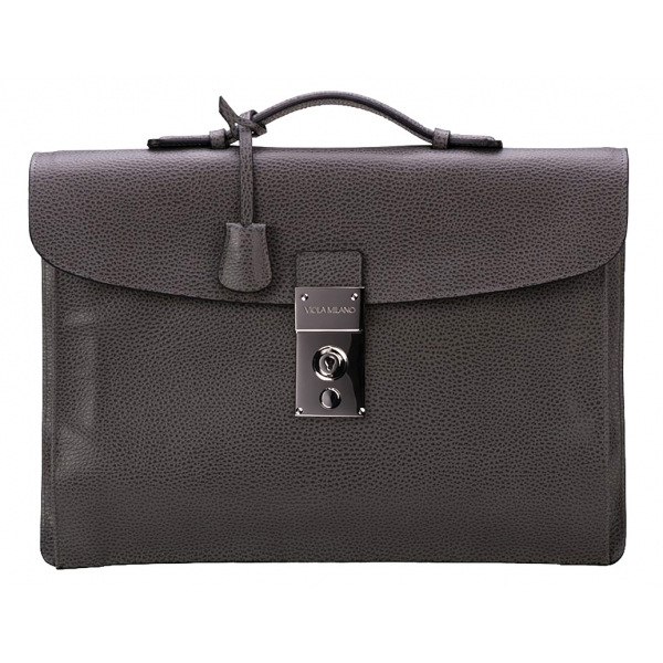 Viola Milano - The Light Traveller Briefcase - Grey - Handmade in Italy - Luxury Exclusive Collection