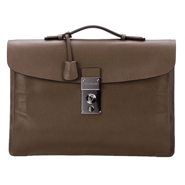 Viola Milano - The Light Traveller Briefcase - Taupe - Handmade in Italy - Luxury Exclusive Collection