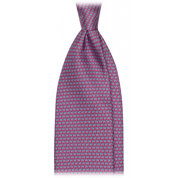 Viola Milano - Animal Printed Selftipped Silk Tie - Rose Elephant - Handmade in Italy - Luxury Exclusive Collection