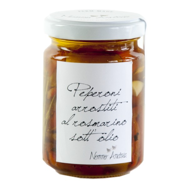Nonno Andrea - Marinated Roasted Peppers with Rosemary - Marinated Vegetables Organic - 140 g