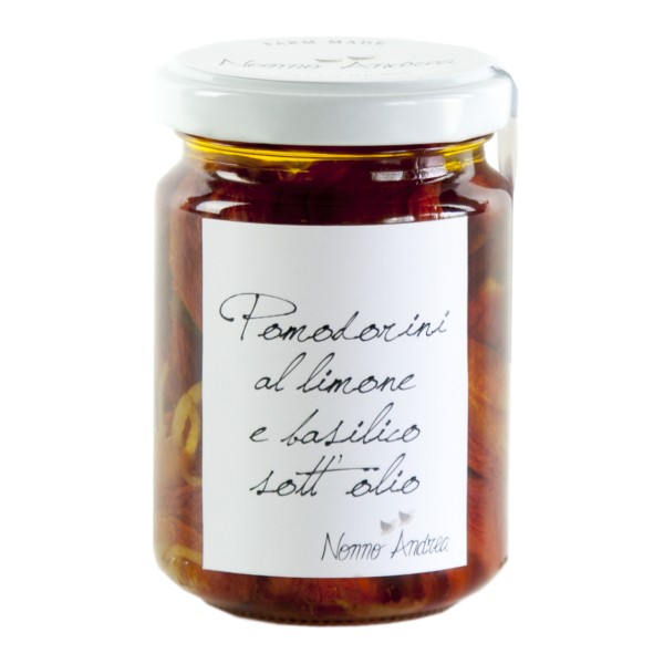 Nonno Andrea - Cherry Tomatoes with Lemon and Basil in Oil - Marinated Vegetables Organic - 140 g