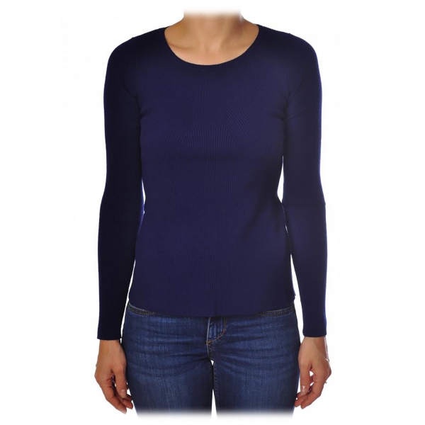 Liu Jo - Simple Ribbed Knit - Blue - Knitwear - Made in Italy - Luxury Exclusive Collection