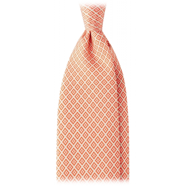 Viola Milano - Artisan Pattern Selftipped Silk Tie - Champagne - Handmade in Italy - Luxury Exclusive Collection