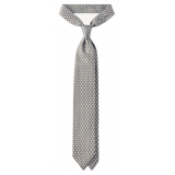 Viola Milano - Artisan Pattern Selftipped Silk Tie - Grey - Handmade in Italy - Luxury Exclusive Collection