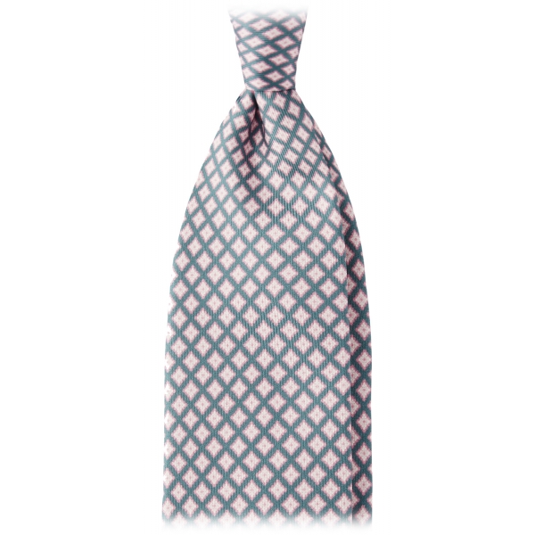 Viola Milano - Artisan Pattern Selftipped Silk Tie - Grey/Pink - Handmade in Italy - Luxury Exclusive Collection