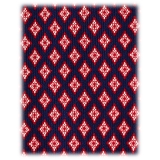 Viola Milano - Artisan Pattern Selftipped Silk Tie - Navy/Red - Handmade in Italy - Luxury Exclusive Collection