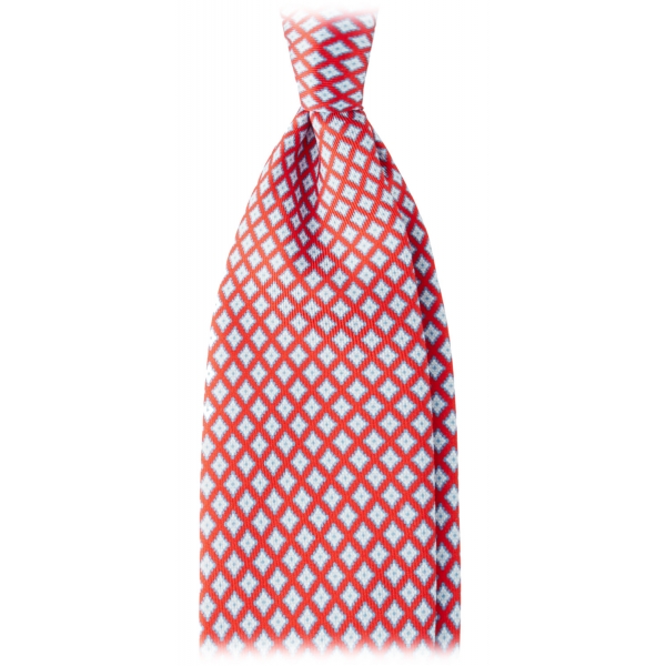 Viola Milano - Artisan Pattern Selftipped Silk Tie - Red Mix - Handmade in Italy - Luxury Exclusive Collection