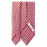 Viola Milano - Artisan Pattern Selftipped Silk Tie - Red Mix - Handmade in Italy - Luxury Exclusive Collection