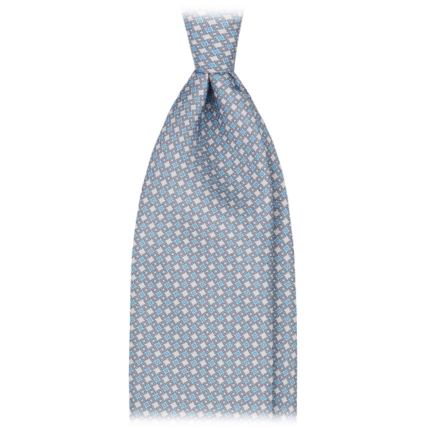 Viola Milano - Artisan Square Selftipped Silk Tie - Grey - Handmade in Italy - Luxury Exclusive Collection