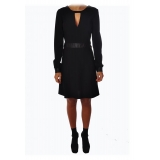 Liu Jo - Long Sleeve Dress with Faux Leather Details - Black - Dress - Made in Italy - Luxury Exclusive Collection