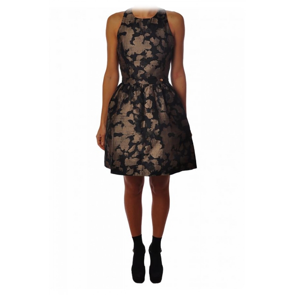 Liu Jo - Patterned Dress with Wide Skirt - Black/Gold - Dress - Made in Italy - Luxury Exclusive Collection