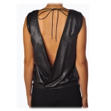 Liu Jo - Glossy Faux Leather Top - Black - Made in Italy - Luxury Exclusive Collection